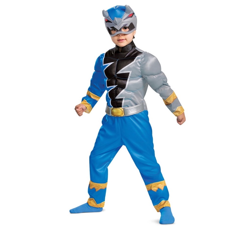 Blue Power Ranger Dino Fury  Toddler Muscles Halloween   Custom Size 3T-4T